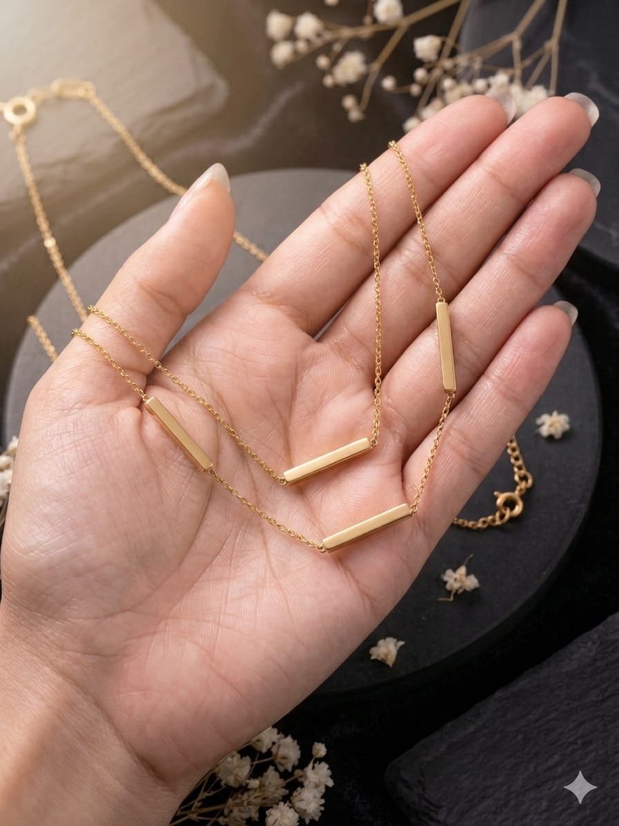 Women's Gold Bar Necklace - Image 3