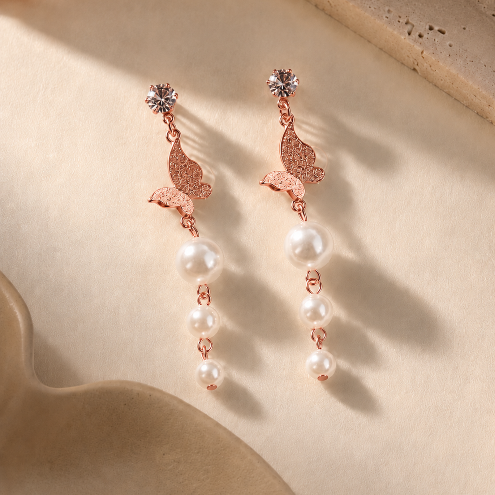 Butterfly Pearl Drop Earring